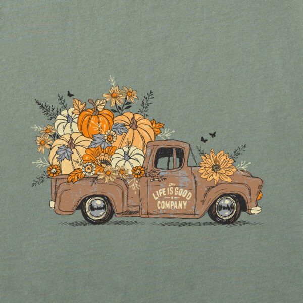 Women's Fall Flowers & Pumpkins Pickup Long Sleeve Crusher Tee - Image 2