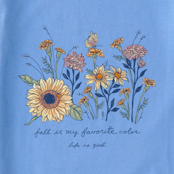 Women's Fall Favorite Color Flowers Long Sleeve Crusher Tee - Image 2