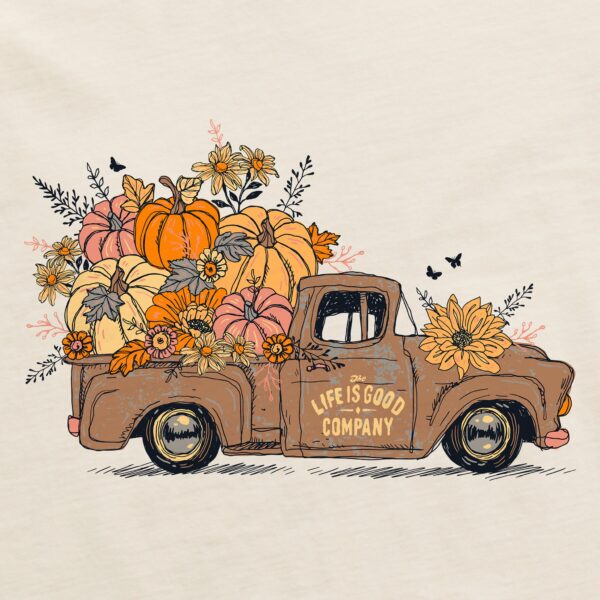 Women's Fall Flowers & Pumpkins Pickup Long Sleeve Crusher Tee - Image 2
