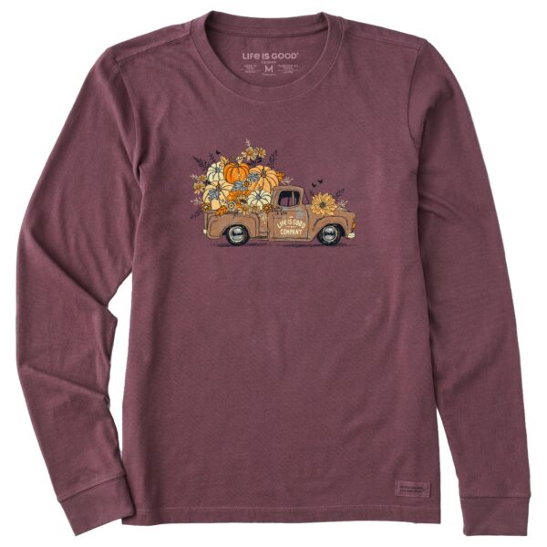 Women's Fall Flowers & Pumpkins Pickup Long Sleeve Crusher Tee - Image 3
