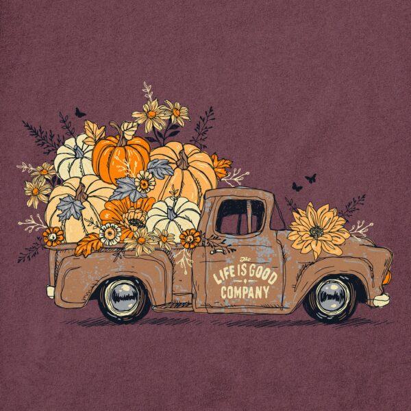 Women's Fall Flowers & Pumpkins Pickup Long Sleeve Crusher Tee - Image 4