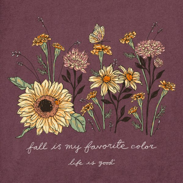 Women's Fall Favorite Color Flowers Long Sleeve Crusher Tee - Image 6