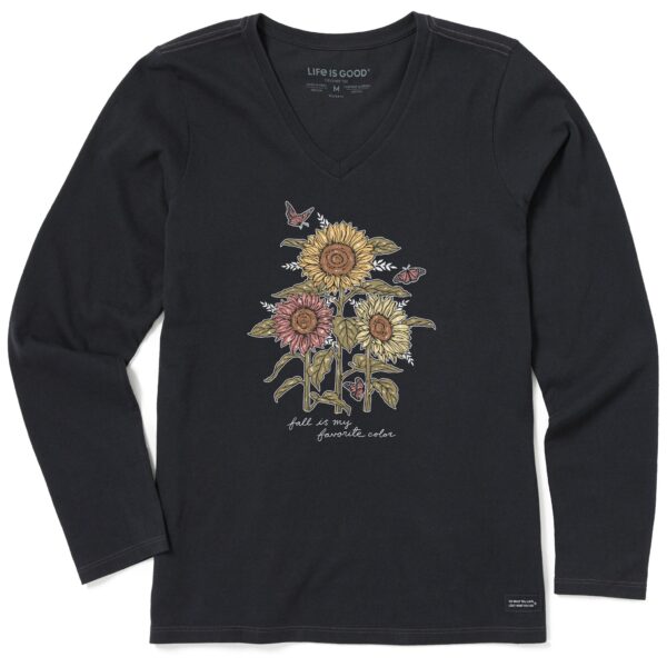 Women's Fall is my Favorite Sunflowers Long Sleeve Crusher Vee - Image 3