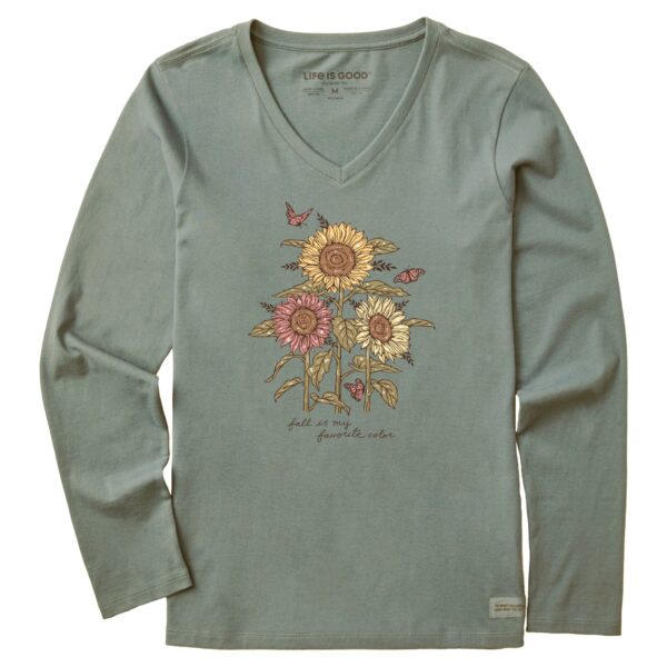 Women's Fall is my Favorite Sunflowers Long Sleeve Crusher Vee - Image 7