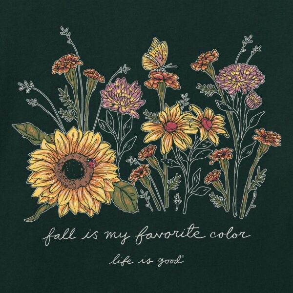 Women's Fall Favorite Color Flowers Long Sleeve Crusher Tee - Image 2