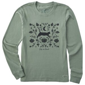 Women's Fall Foliage Cat Long Sleeve Crusher Tee