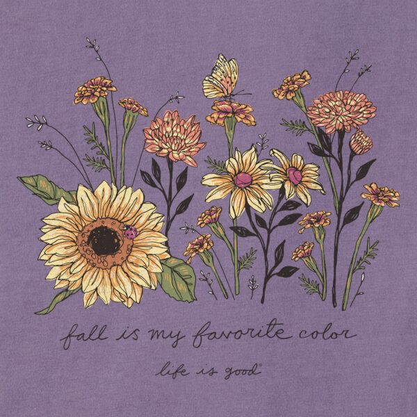 Women's Fall Favorite Color Flowers Long Sleeve Crusher Tee - Image 4