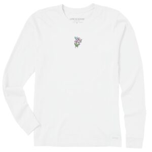 Women's Embroidered Wildflower Bouquet Long Sleeve Crusher Tee