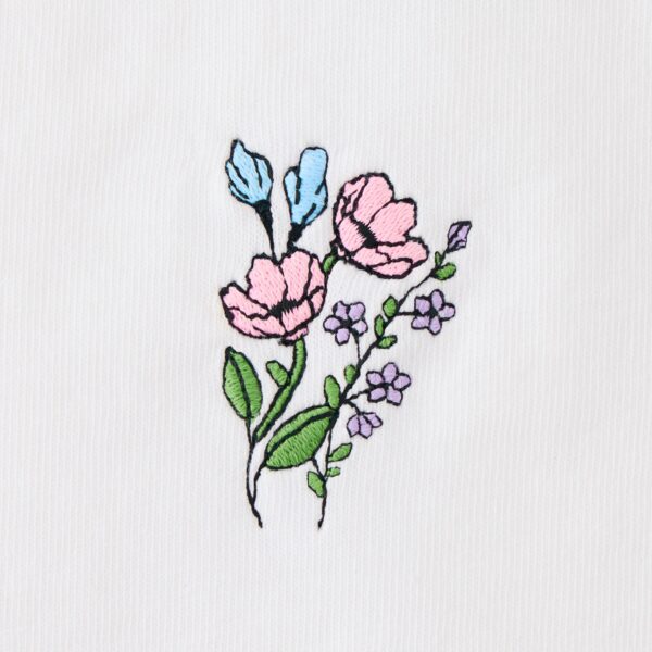 Women's Embroidered Wildflower Bouquet Long Sleeve Crusher Tee - Image 2