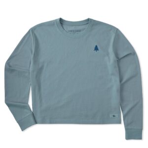 Women's Embroidered Tree Long Sleeve Crusher Boxy Tee