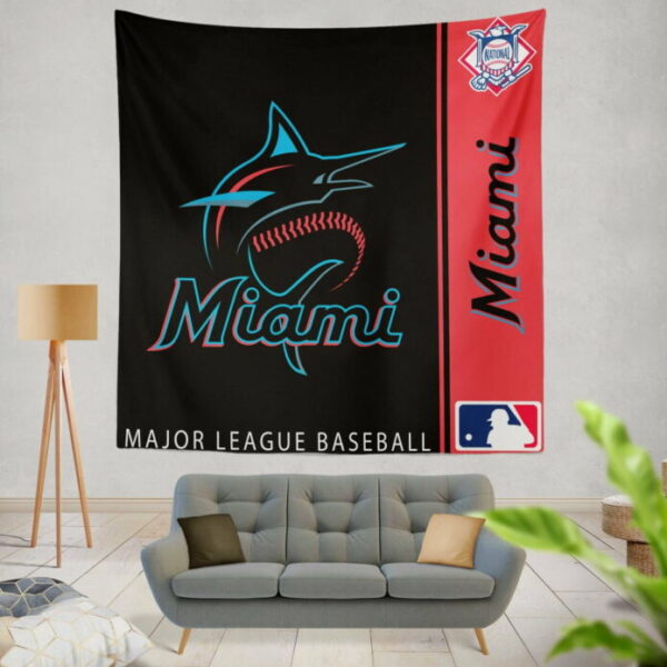 Miami Marlins MLB Baseball National League Wall Hanging Tapestry - Image 2