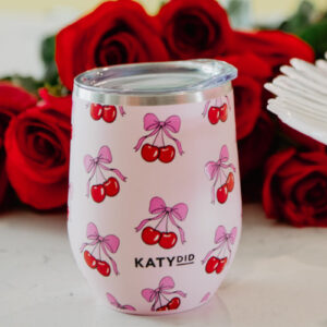 Cherry Bow Wine Tumbler with Lid