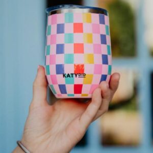 Multicolored Checkered WINE TUMBLER With Lid