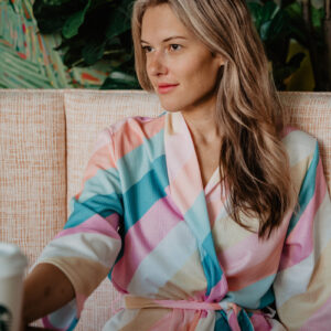 Striped Pastel Printed Bath Robe
