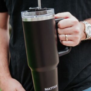 Black Coffee 40 Oz Tumbler with Handle