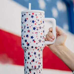 Red, White, Blue STAR 38 Oz Tumbler w/ Handle