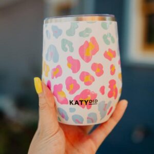 Pastel Leopard WINE TUMBLER With Lid